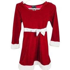 Pink & Violet Red Velveteen Holiday Dress Little Girl's Size 5